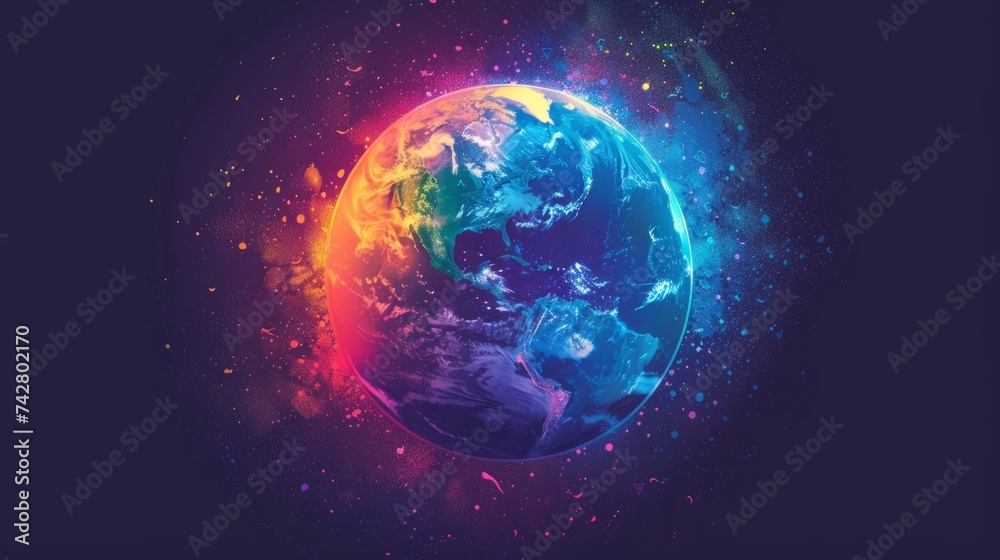 Obraz premium planet earth simulating virtual connectivity generative ai