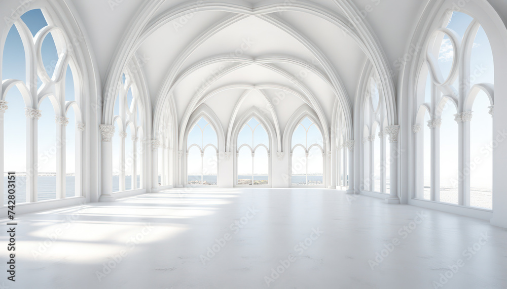 Obraz premium white castle arches and window blackground