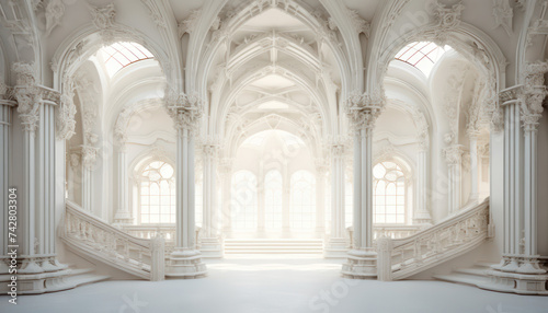 white marble castle arches ,stairs and window blackground