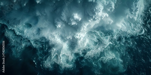Dramatic Aerial View of Stormy Baltic Sea Under Epic Clouds: A Stunning Seascape. Concept Aerial Photography, Stormy Weather, Baltic Sea, Epic Clouds, Seascape