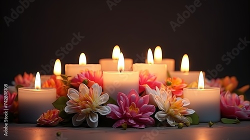 candles and flowers decoration for diwali