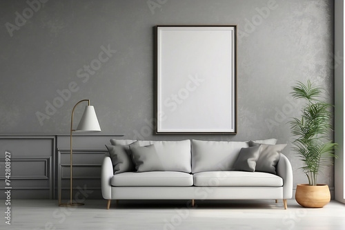 Mockup frame close up in living room interior  3d render 