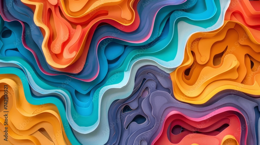 multicolored background with cut paper texture generative ai