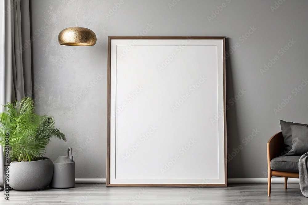 Mockup frame close up in living room interior, 3d render
Mockup frame close up in living room interior, 3d render