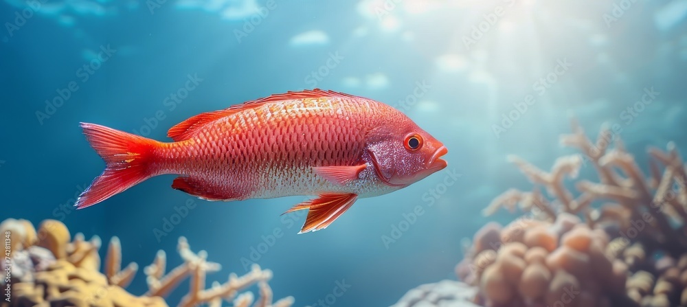 Vibrant fish exploring vibrant coral reefs in a saltwater aquarium environment underwater landscape