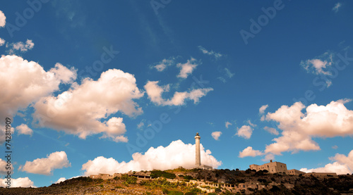 Punta Meliso and the lighthouse of Santa Maria di Leuca built in 1864, 47 meters high, the second tallest in Europe Italy photo