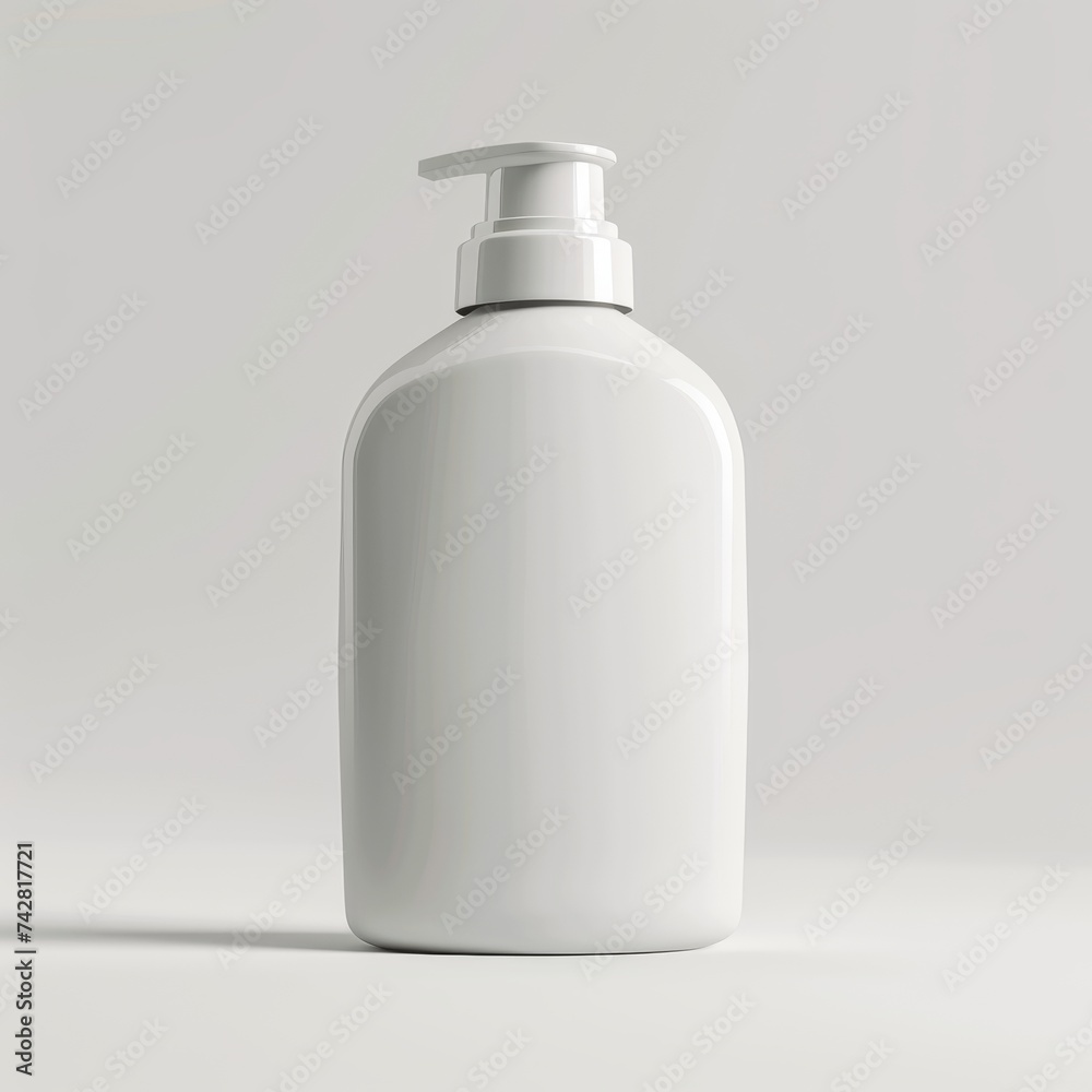 White blank tall shampoo bottle on the white background with copy space, template mockup for cosmetic packaging, product advertising concept. White blank tall shampoo bottle on the white background with copy space, template mockup for cosmetic packaging, product advertising concept.