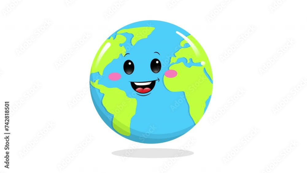 Cartoon design of animated earth on blue sky background. Planet Earth Animation. Looped world planet with hand drawn doodle world map texture. Cartoon design of animated earth on blue sky background. Planet Earth Animation. Looped world planet with hand drawn doodle world map texture.