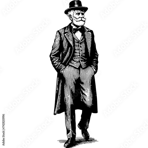 Vintage Old Man In The Top Hat