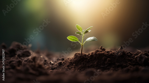 a young seedling is sprouting from the ground