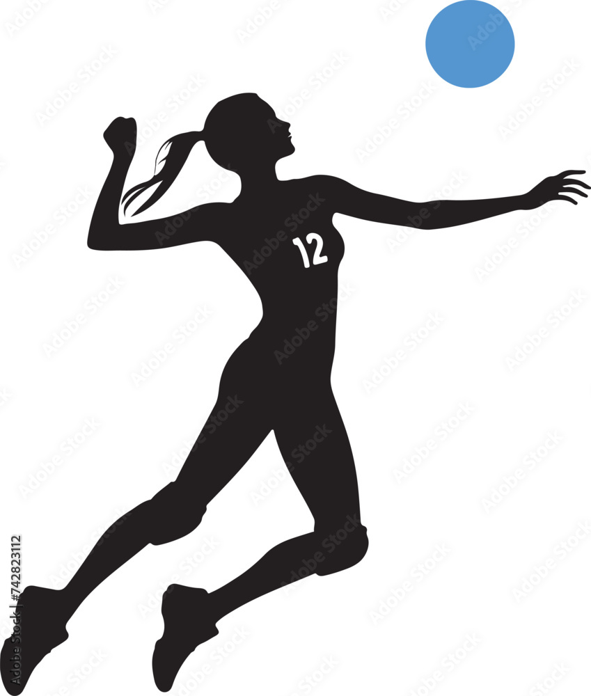 silhouette of a female with a volley ball