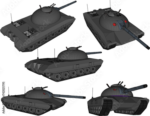 Vector sketch illustration design drawing of battle tank car with cannon