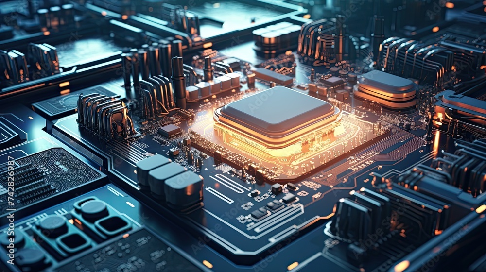 Fototapeta premium close-up of electronic computer hardware technology.