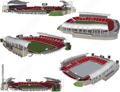 Vector sketch illustration design drawing of modern football sports stadium architecture