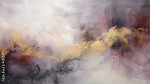 Closeup of abstract rough dark gold burgundy art painting texture, with oil acrylic brushstroke, pallet knife paint on canvas, geometric spatula technique