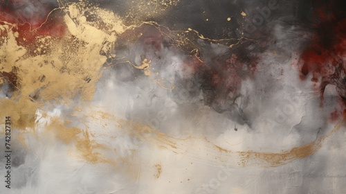 Closeup of abstract rough dark gold burgundy art painting texture, with oil acrylic brushstroke, pallet knife paint on canvas, geometric spatula technique