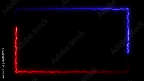 Abstract seamless looped neon rectangle frame animation background