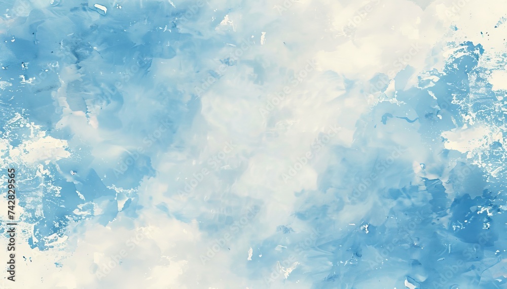 Fototapeta premium Serene spring essence sky blue and pale yellow watercolor strokes portraying peaceful tranquility