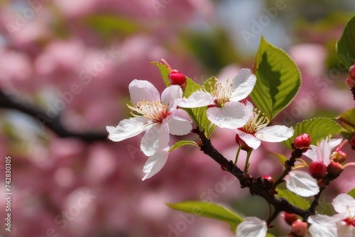 a spring landscape with pink cherry blossoms n