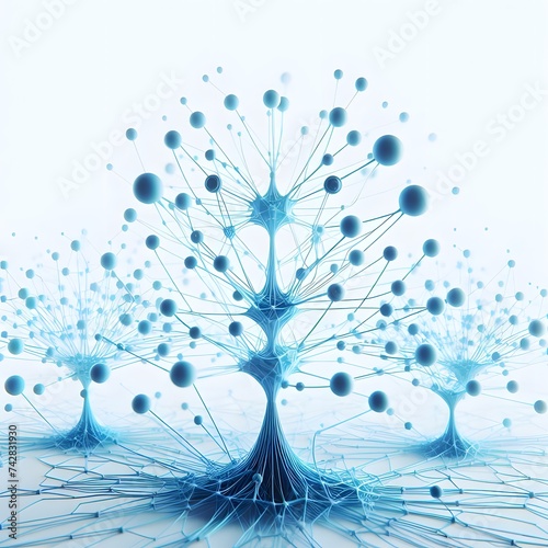 3D rendering of a network of connections and spheres in the form of a tree