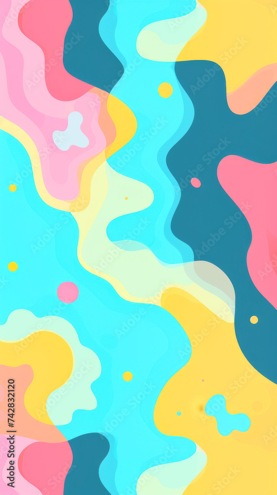 a very simplified abstract soft design. using shades of blue, yellow and pink