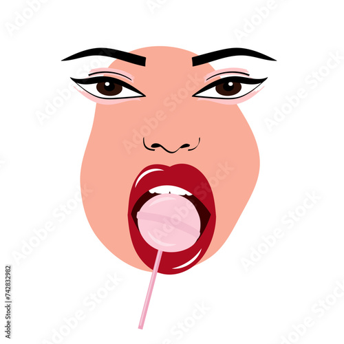 Woman face makeup with lollipop 
