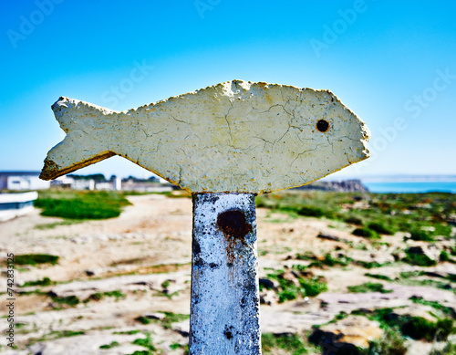 Fish symbol on the beach of Penche, Portugal, Europe  photo