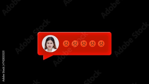 Animated chatbox intro and outro - An angry woman sending multiple mad emojis via chat, symbolizing negative feedback and anger on social media.