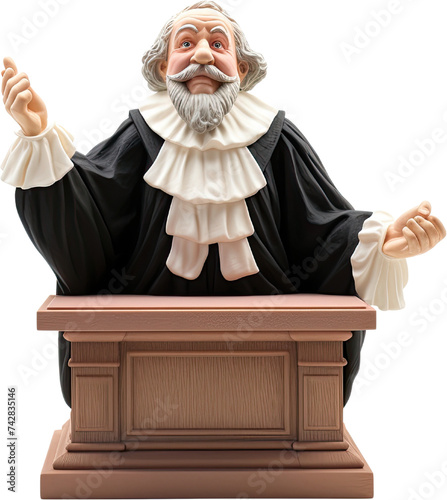 England judge, clay sticker 3d illustration isolated on white background