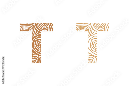 wood element design with combination letter design