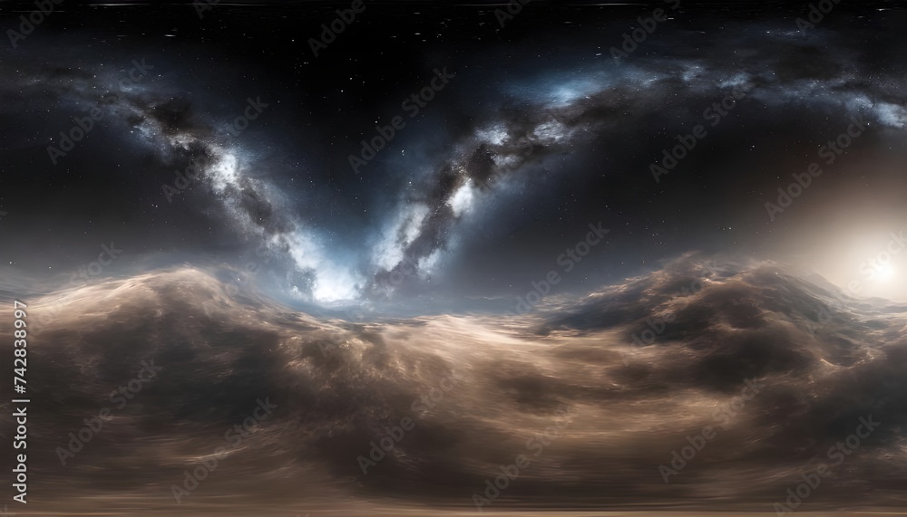360 degree equirectangular projection space background.
360 degree equirectangular projection space background.