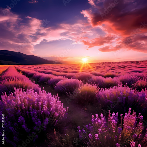 A field of lavender in full bloom.