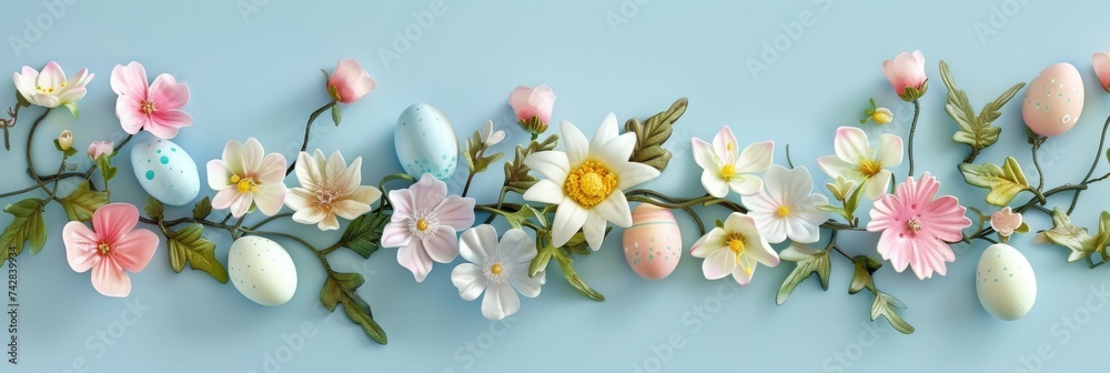 Delightful easter composition with vibrant colors and playful elements, Generative AI