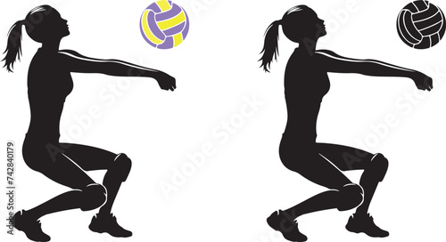 silhouette of a  female volley ball  player 