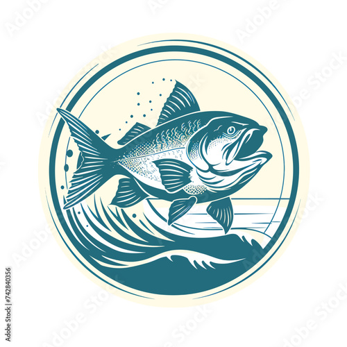 Simple fishing logo design element on white background Generative Ai