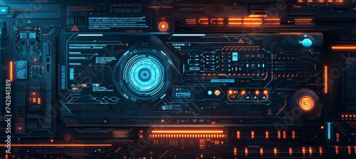 Fototapeta Naklejka Na Ścianę i Meble -  Futuristic sci-fi design external panels: space station, spaceship, or star ship science fiction style facility doors