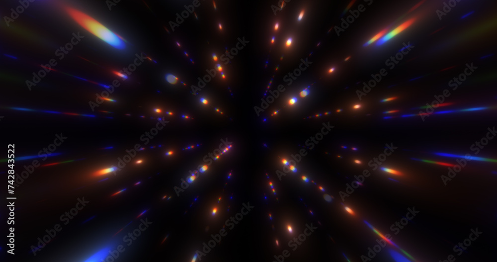 Fototapeta premium Glow Chromatic particles abstract background. Beautiful futuristic glittering in space on black background.