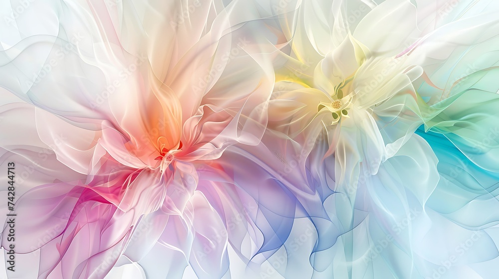 Abstract flower background wallpaper, beautiful poster design, flowers, neon colors, colorful, watercolor, wide screen