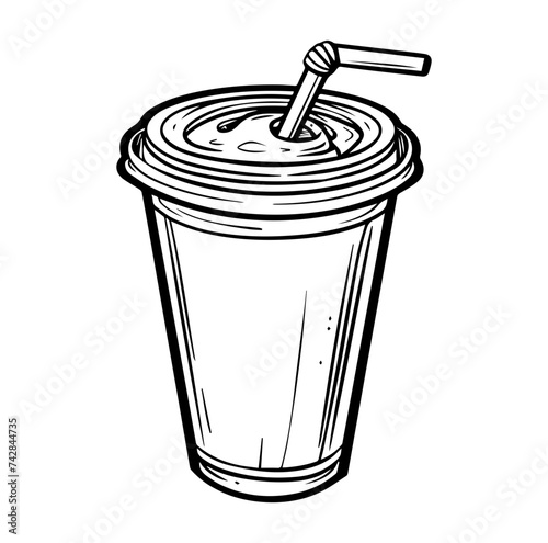 Plastic cup with straw for quick refreshment for hot or cold drinks vector