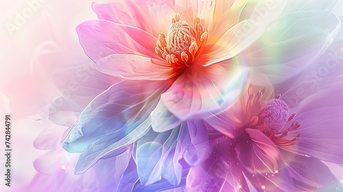 Abstract flower background wallpaper, beautiful poster design, flowers, neon colors, colorful, watercolor, wide screen