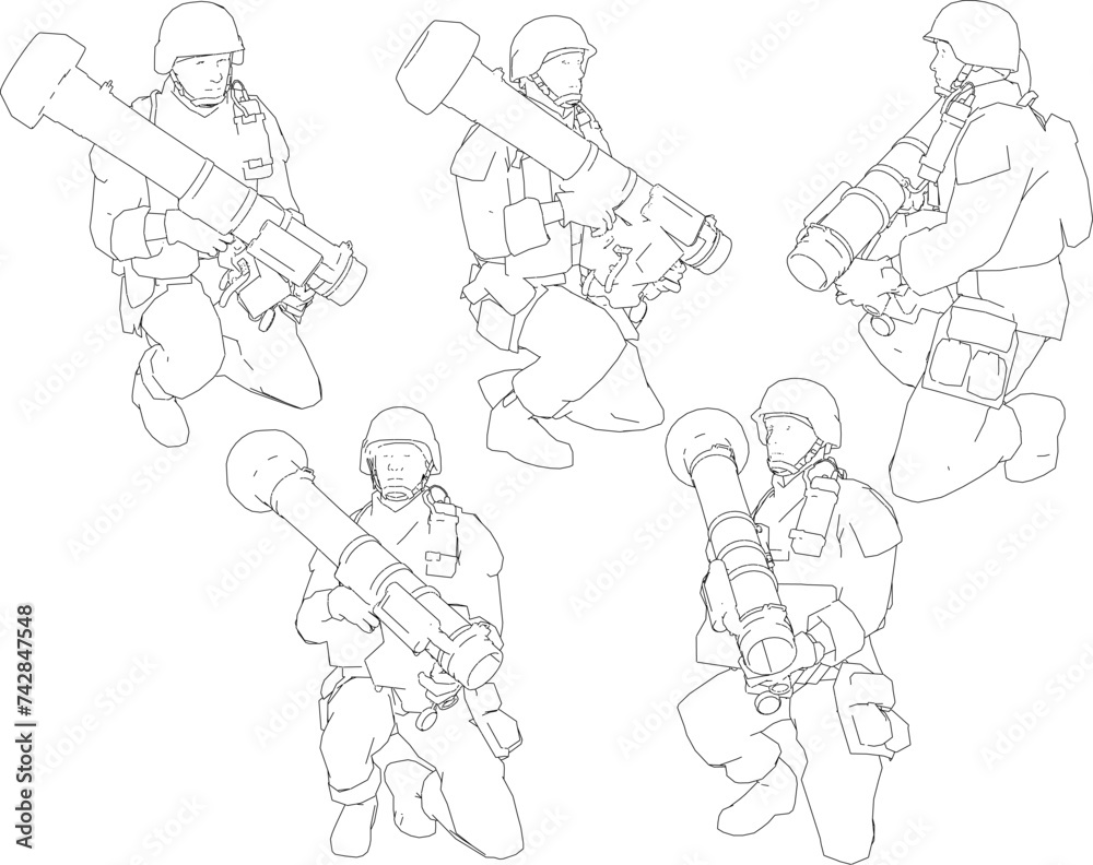 vector sketch illustration design of world war army soldier holding cannon