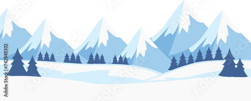 Winter landscape with mountain