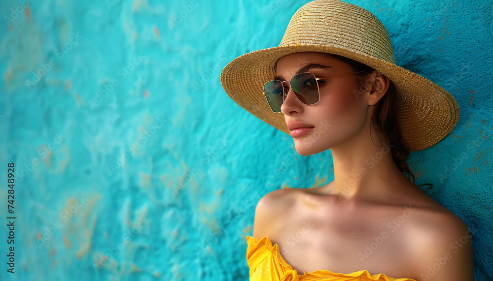 beautiful woman with hat and sunglasses