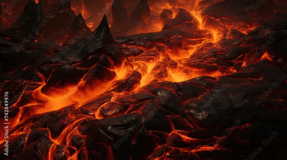 Molten Lava Texture. Relief and Destruction Brought to Earth by Liquid Rock at High Temperature: Molten Lava Texture. Relief and Destruction Brought to Earth by Liquid Rock at High Temperature: