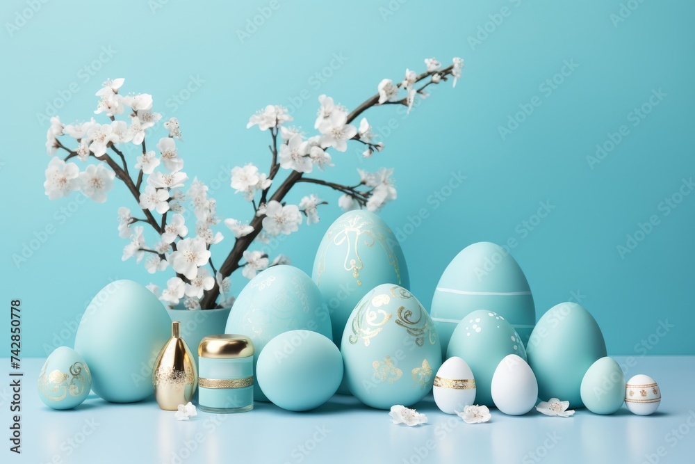 Spring flowers, easter eggs, and seasonal decorations - vibrant selection for sale - obrazy, fototapety, plakaty 