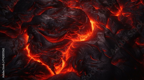 Molten Lava Flowing with Reliefs and Bumps. A Texture of Liquid Rock that Signifies Destruction