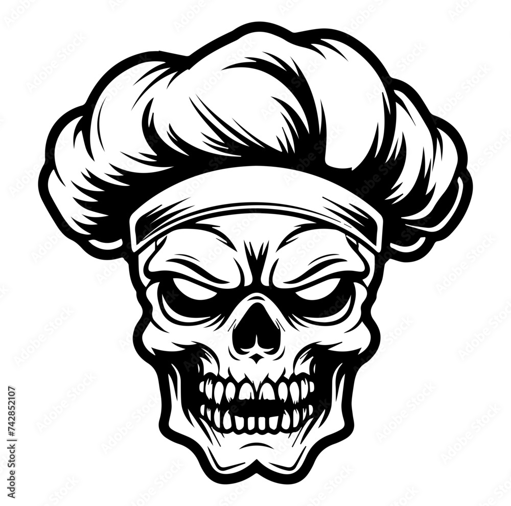Fototapeta premium skull wearing a chef's hat