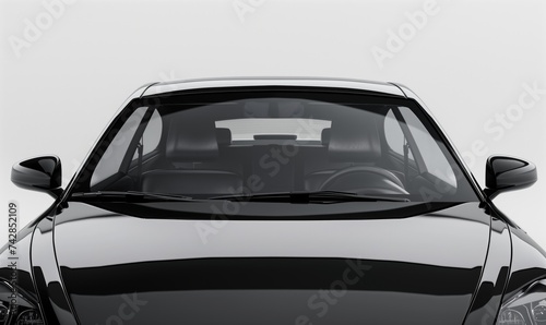 Front windshield of a black car clean and clear, offering a broad canvas for mockup