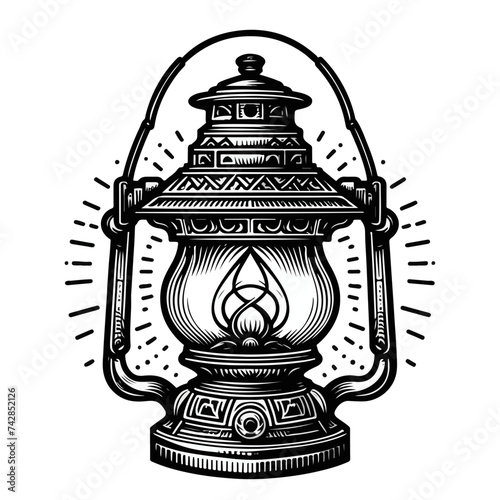 Ramadan kareem lantern celebration lamp Vector arab islam culture festival religious fanoos glowing symbol.