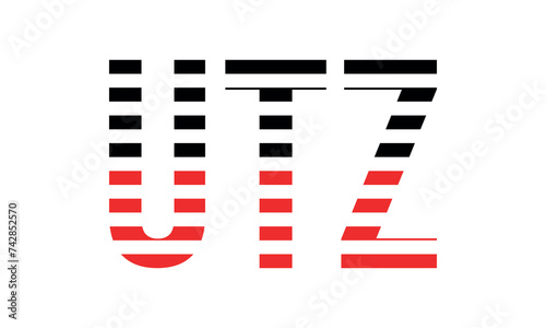 UTZ three initial letter iconic line negative space minimal logo design vector template. monogram, abstract, wordmark, business, typography, minimalist, brand, company, flat, modern, unique, simple photo